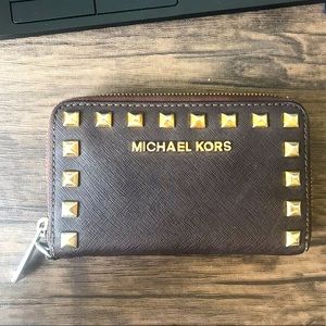 Michael Kors Brown & Gold Wristlet Wallet